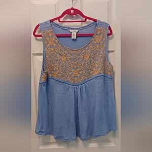 SUNDANCE Blue Embroidered Tank szL